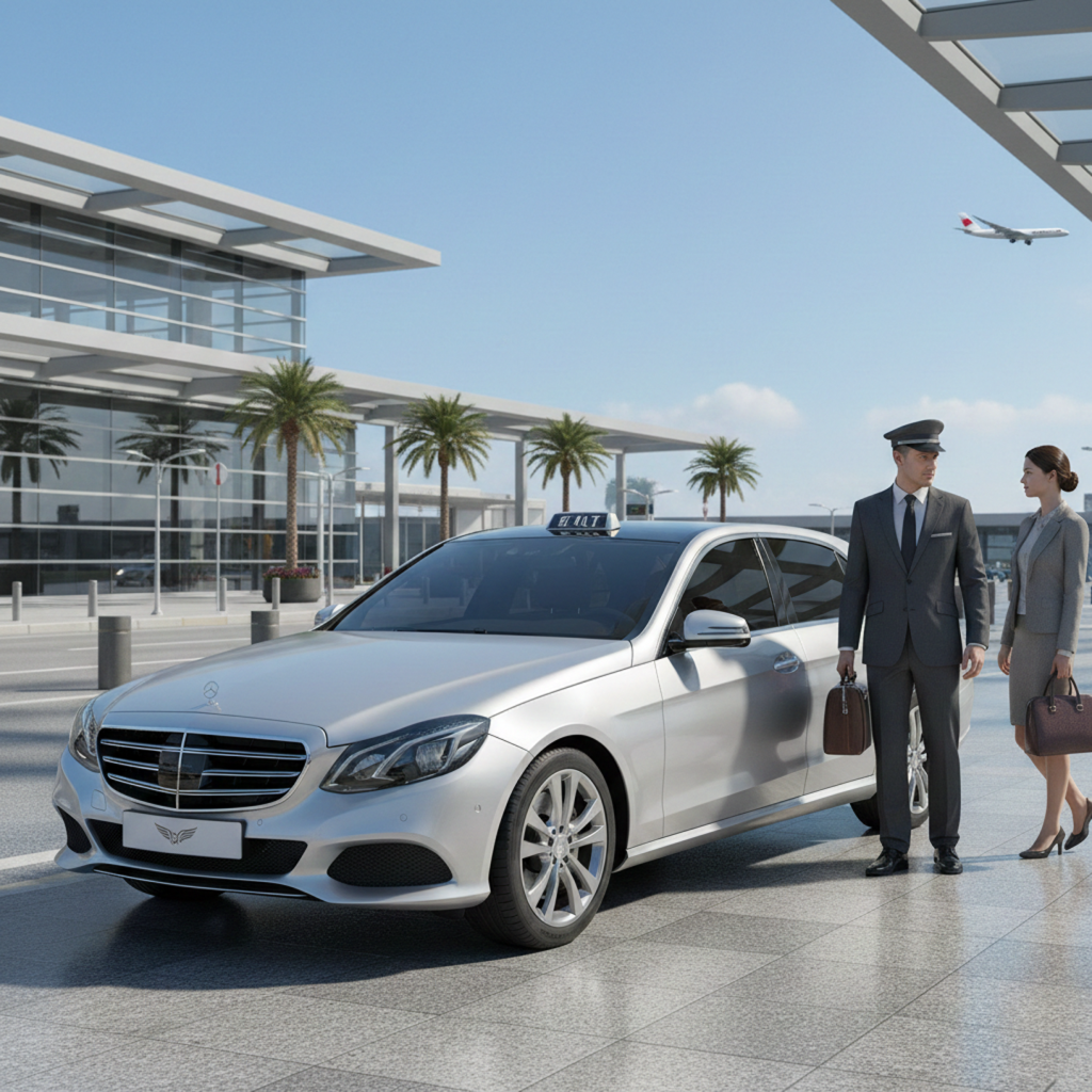 Luxury Taxi Sydney Airport service with professional chauffeur assisting business travellers at Sydney Airport for premium airport transfer.